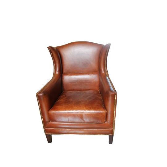 Buckingham Aged Full Grain Leather Wing Armchair